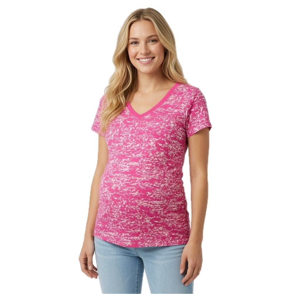 Motherhood Maternity Pink Heathered V-Neck Tee Shirt Medium